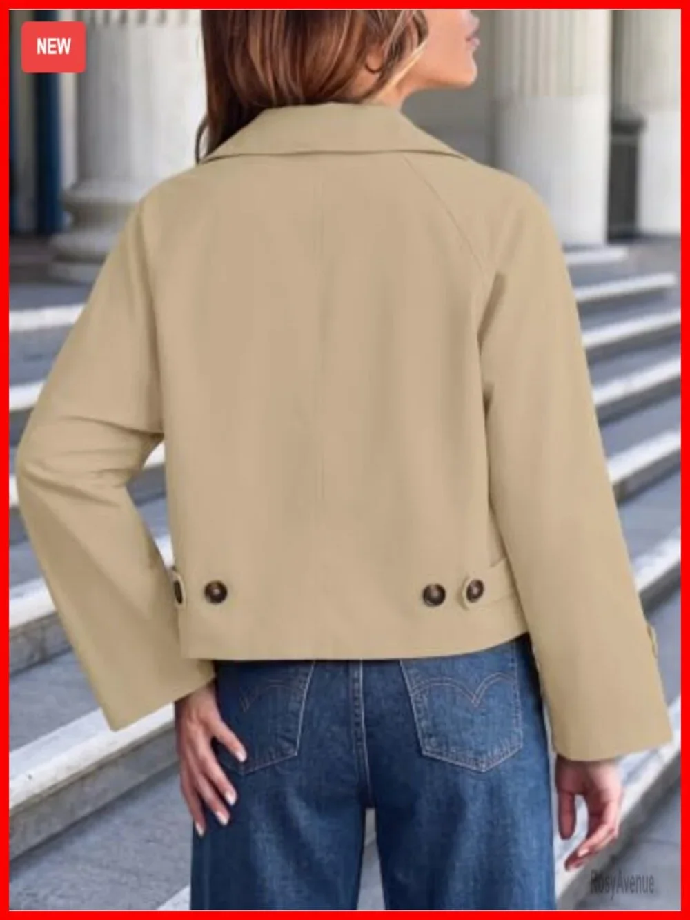 Cropped Trench Coat Oversized Lightweight Casual Jacket